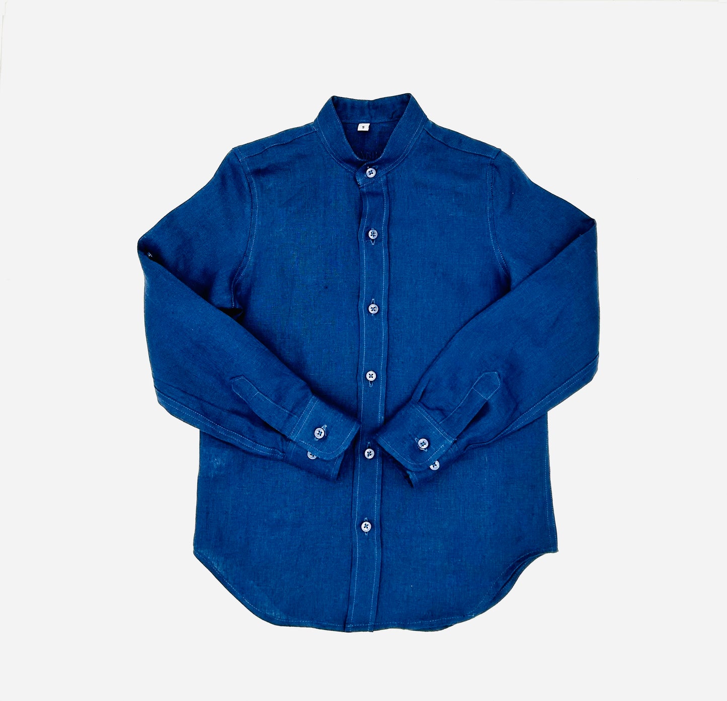 KIDS MAO COLLAR LINEN SHIRT