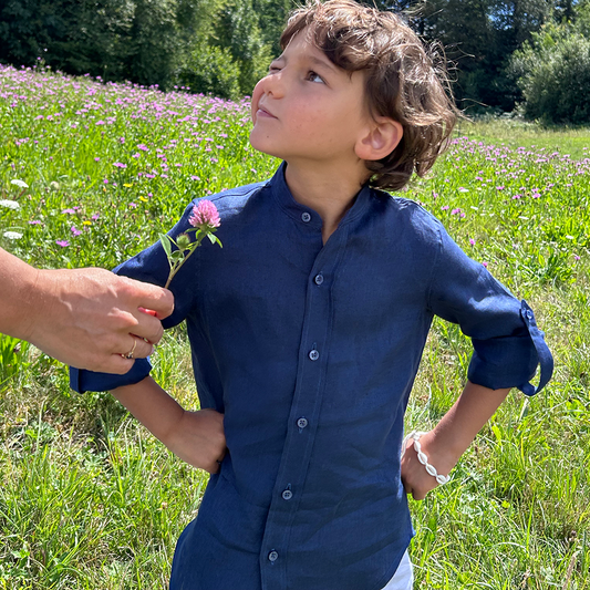 CHEMISE EN LIN COL MAO ENFANT