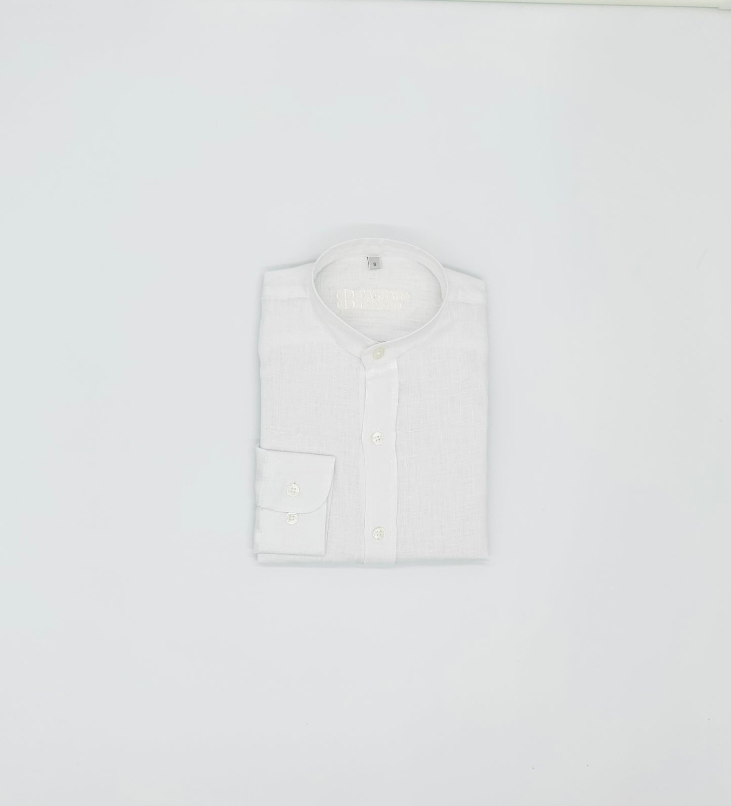 KIDS MAO COLLAR LINEN SHIRT